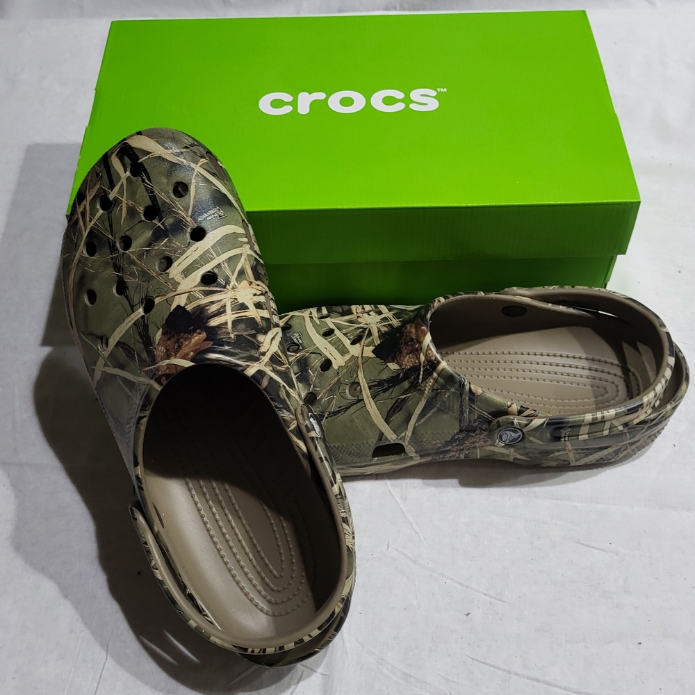 CROCS Camouflage Water Shoes with Lightweight Design and Perforated Upper